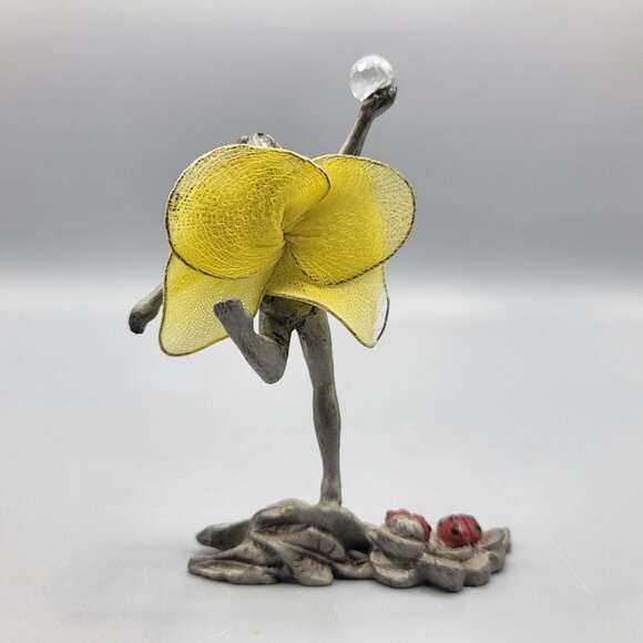 2000 Sunglo Signed Fairy Angel Figurine Butterfly Wings Crystal Ball Ladybugs - Picture 7 of 16